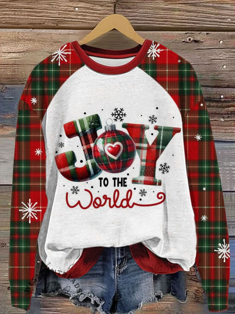 Christmas Art Print Casual Cotton Sweatshirt