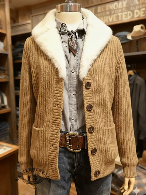 Western Christmas Solid Color Cardigan Sweater