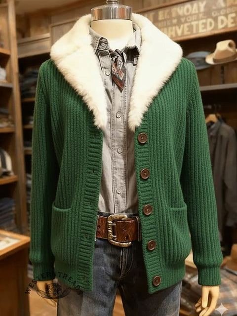 Western Christmas Solid Color Cardigan Sweater