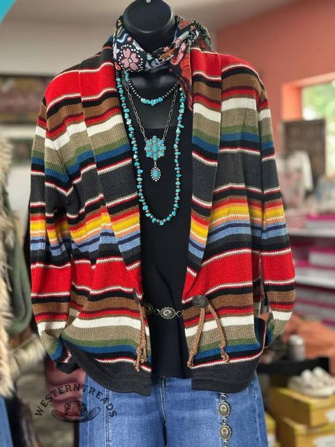 Western Striped Cardigan Sweater