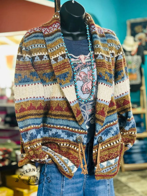 Western Striped Cardigan Sweater