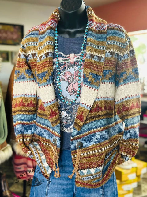 Western Striped Cardigan Sweater