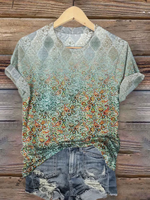 Small Flowers Art Graffiti Women's Print T-shirt