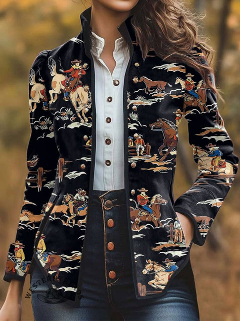 Women's Classic West Print Casual Jacket