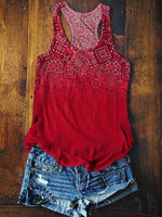 Red Paisley Print T-shirt