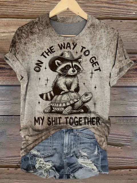 On The Way To Get  Print Casual Short Sleeve Top