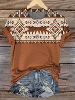 Aztek Print Casual Short Sleeve Top