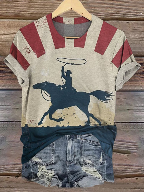 West Print Casual Short Sleeve Top