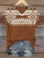Aztek Print Casual Short Sleeve Top