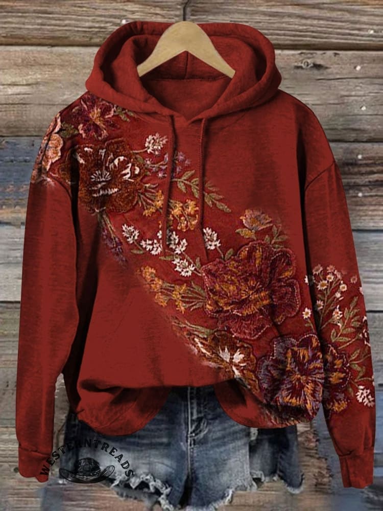 Vintage Printed Casual Sweatshirt