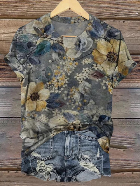 Women's Retro Floral Print Casual Top
