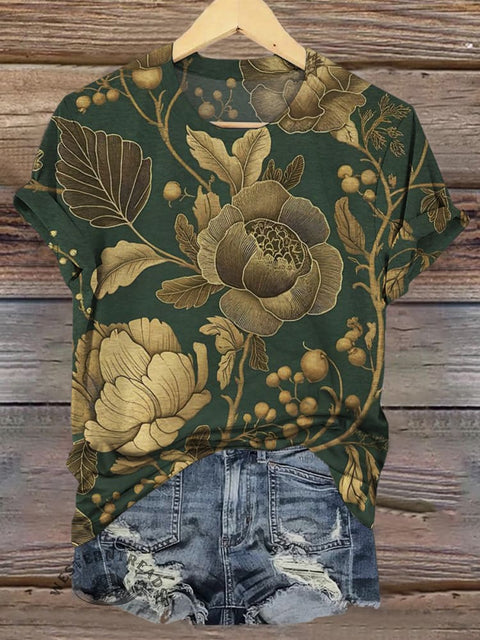 Women's Retro Floral Print Casual Top