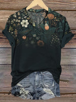 🔥Hot Sale🔥Flowers Art Print Casual Short Sleeve T-shirt