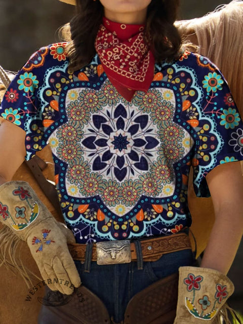 Mandala Print Casual Top