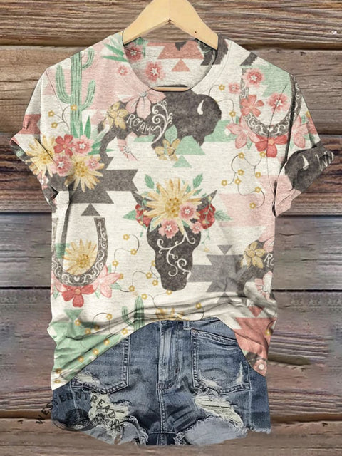 Women's Bohemian Western Print Casual Top
