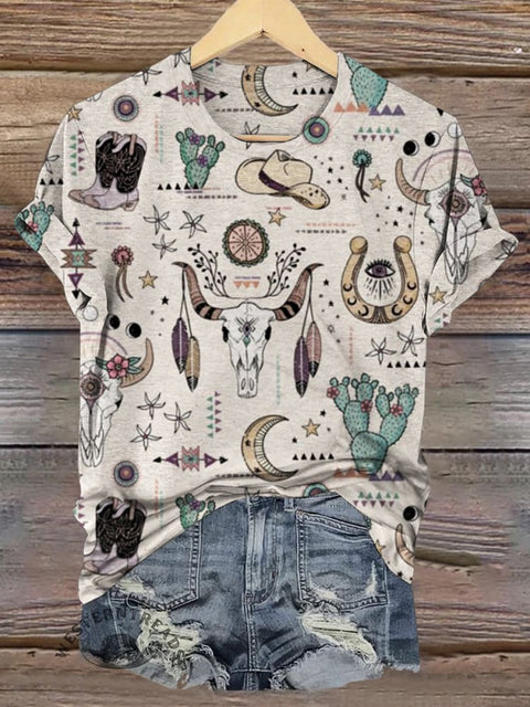 Women's Bohemian Western Print Casual Top