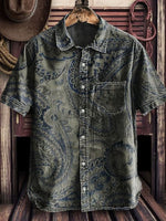 Vintage Paisley Print Western Cowboy Shirt