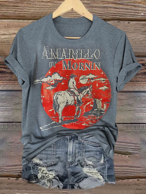Western Cowboys Print Casual T-shirt