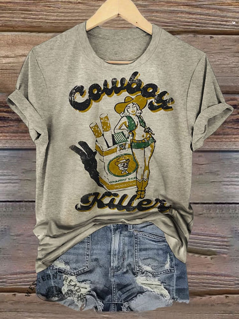 Western Cowboys Print Casual T-shirt