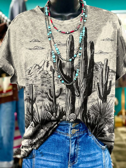 Western Desert Print Casual Top