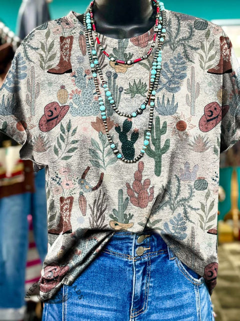 Western Print Casual Top