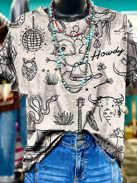 Western Print Casual Top