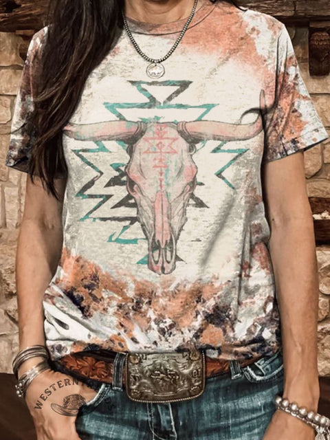 Cow Skull Print Casual Top