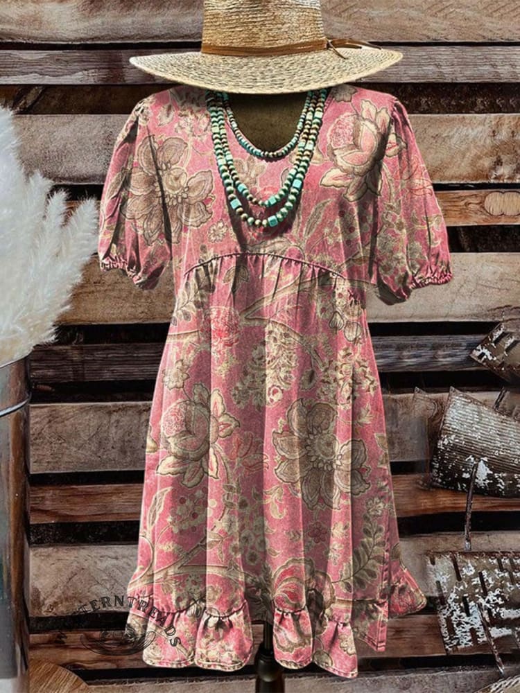 🔥Hot Sale🔥Women's Vintage Floral Print Casual Top