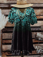 Limited time offer ✨Western Art Print Casual Short Sleeve Top