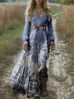 Women's Vintage Flowers Print Pocket Cotton Dress