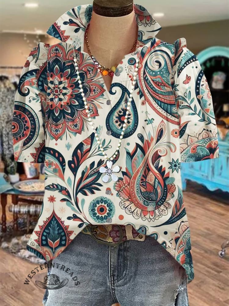 Paisley Floral Print Casual Top