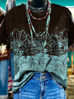 Vintage Floral Print Casual T-shirt