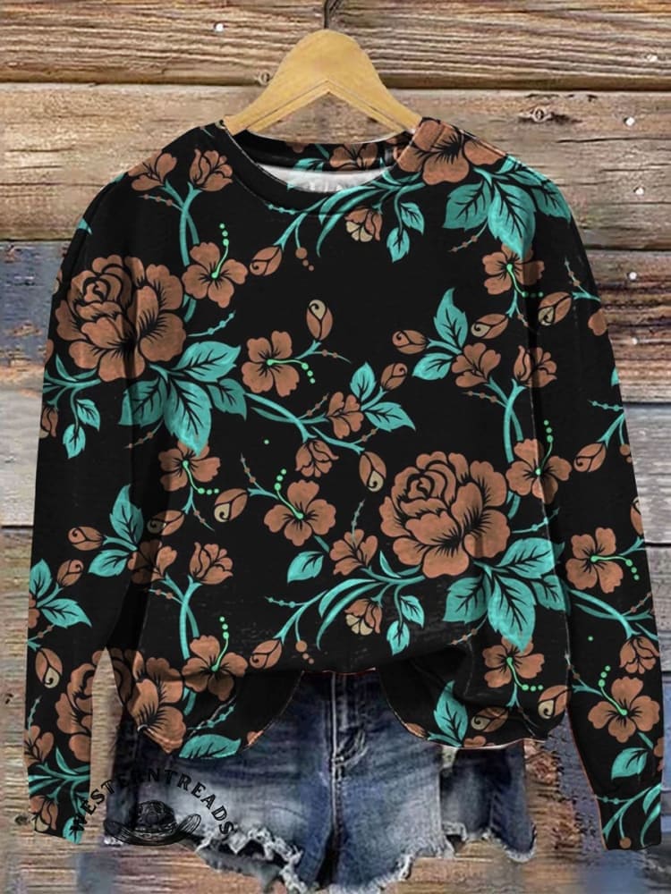 🔥Hot Sale🔥Vintage Floral Print Casual T-shirt