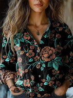 🔥Hot Sale🔥Vintage Floral Print Casual T-shirt