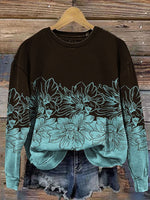 Vintage Floral Print Casual T-shirt