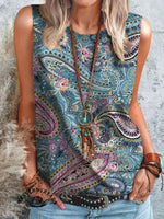 Vintage Paisley Print Casual T-shirt