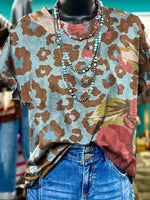 Leopard Floral Print Casual Top