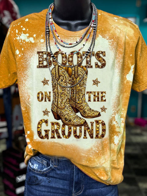 Boots On The Ground Print Bleach Tee