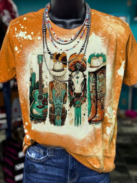 Country West Print Bleach Tee