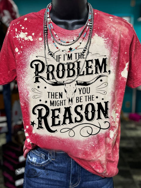 Retro Cowgirl Print Bleach Tee