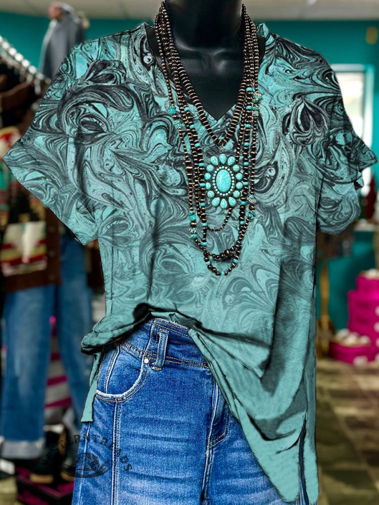 Vintage Floral Print Casual Tee