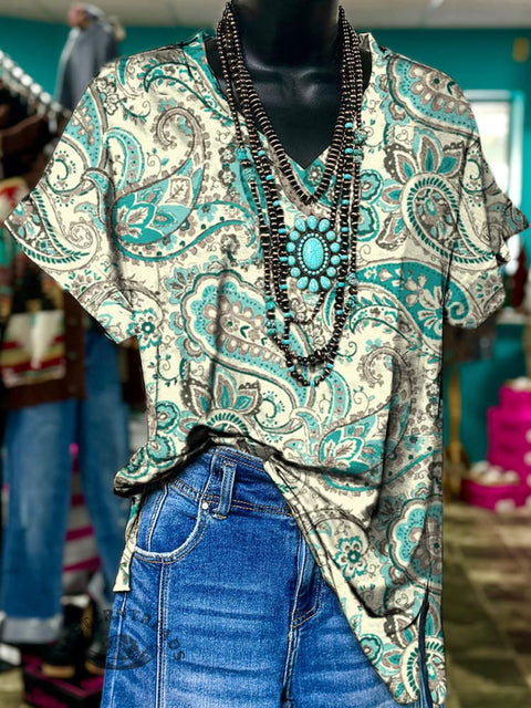 Paisley Print Casual Tee