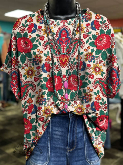 Floral Print Casual T-shirt