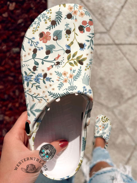 Floral Print Casual Hole Slippers