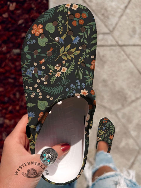 Floral Print Casual Hole Slippers