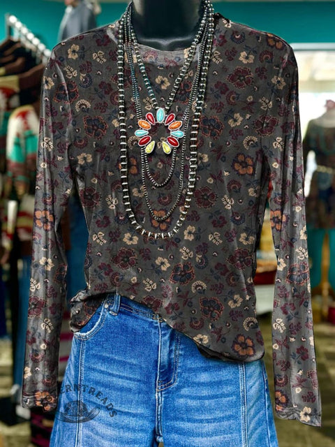 Art Print Casual Mesh Top