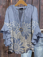 Vintage Floral Print Casual T-shirt