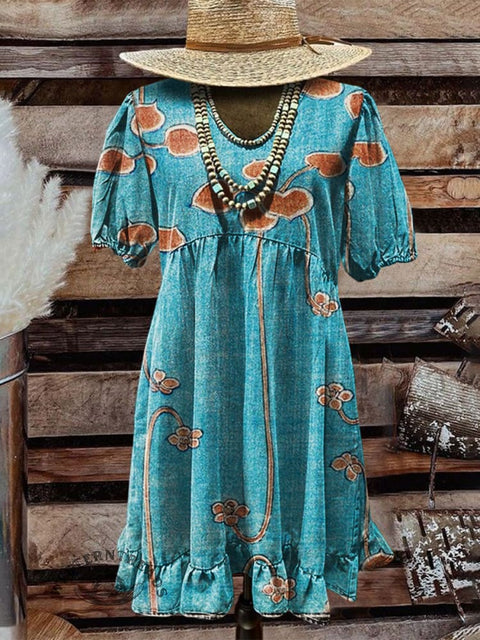 Women's Art Print Pocket Cotton Dress