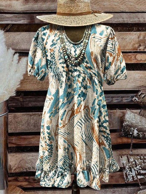 Women's Art Print Pocket Cotton Dress