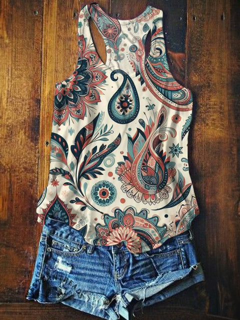 Bohemian Floral Print Tank Top